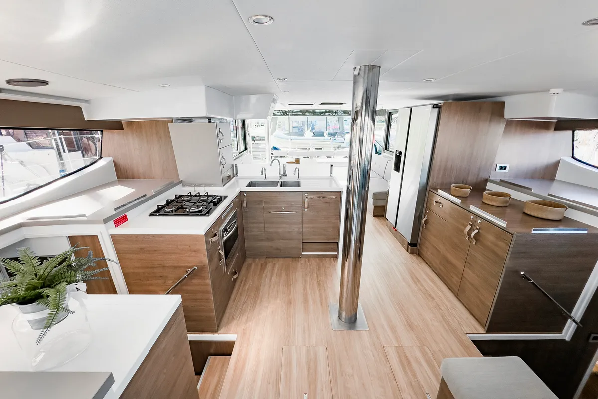 Galley of Pagora, a Bali 4.8 catamaran at Fethiye, Turkey