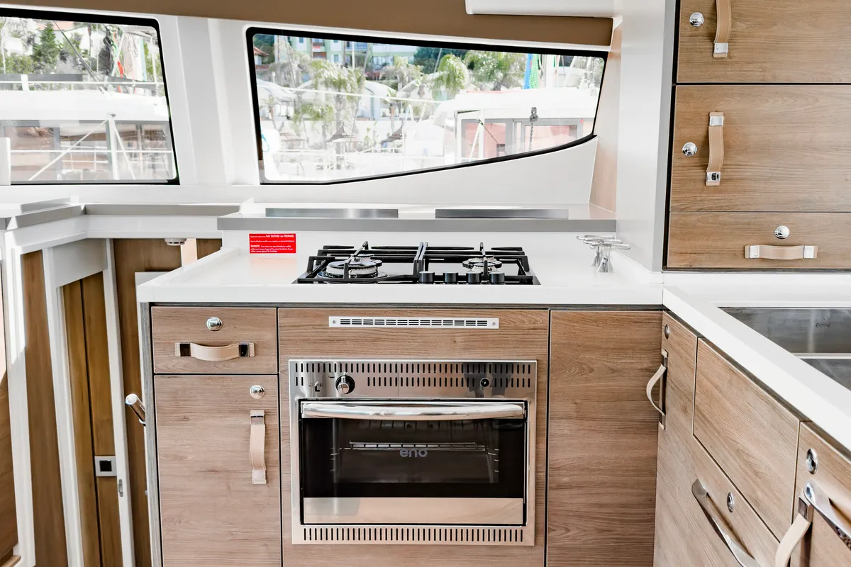 Galley of Pagora, a Bali 4.8 catamaran at Fethiye, Turkey