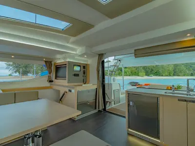 Galley of Chammak Challo, a Fountaine Pajot Elba 45 catamaran at Mai Khao, Thailand