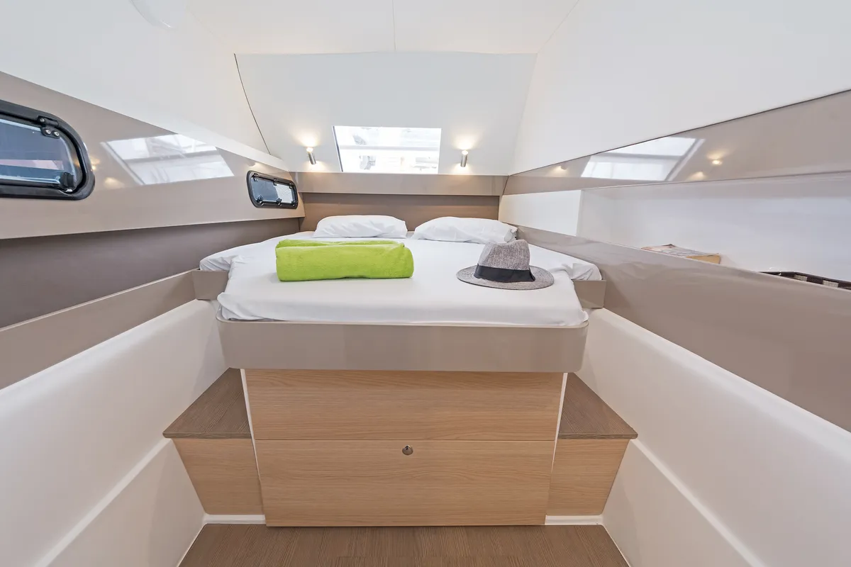 Cabin on E.S., a Bali 4.1 catamaran at Municipal Unit of Lefkada, Greece