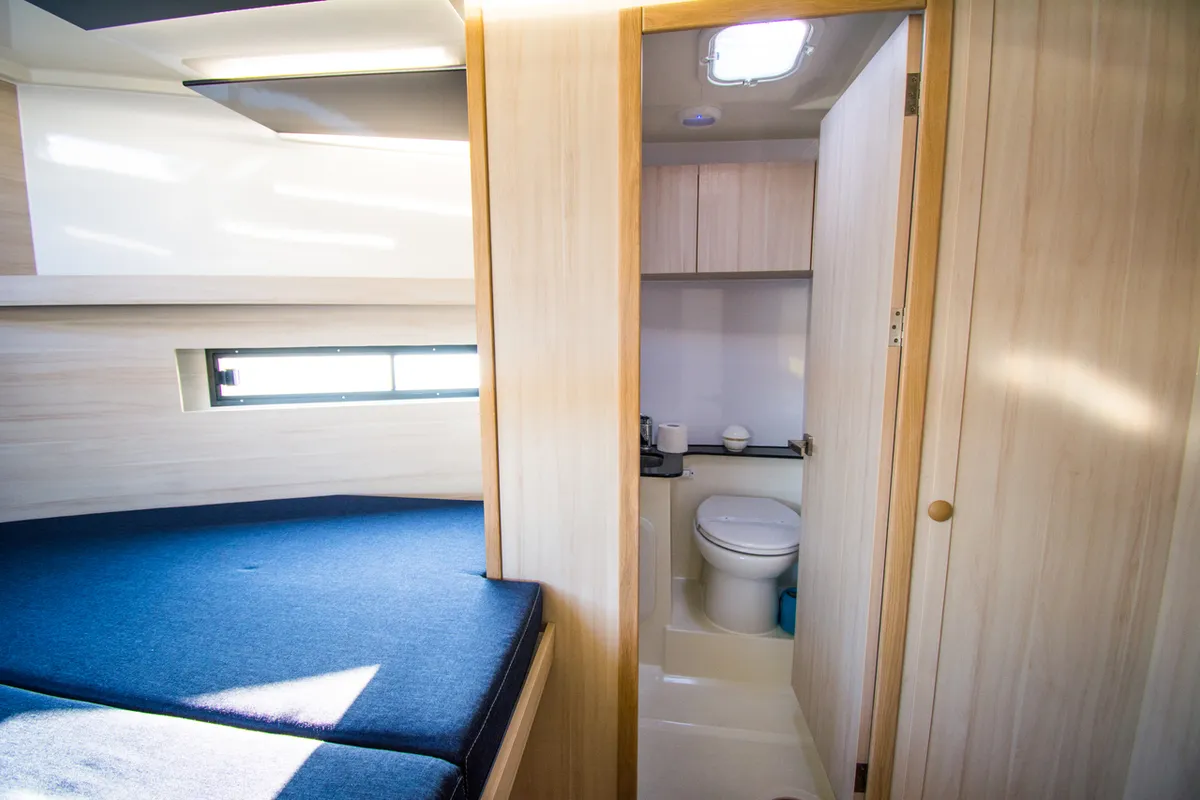 Cabin on Cobra Yachts Futura 40 Grand Horizon, a motorboat at Wilkasy, Poland