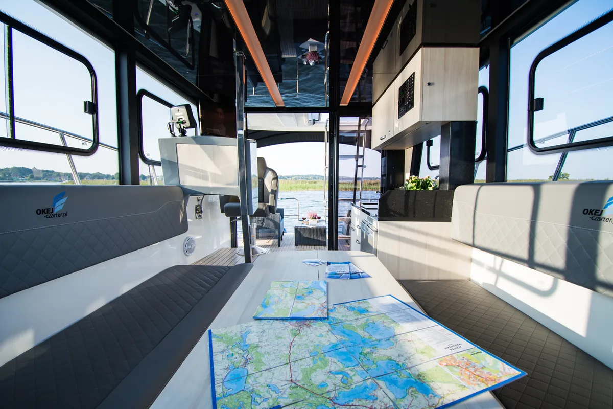 Salon of Cobra Yachts Futura 40 Grand Horizon, a motorboat at Wilkasy, Poland