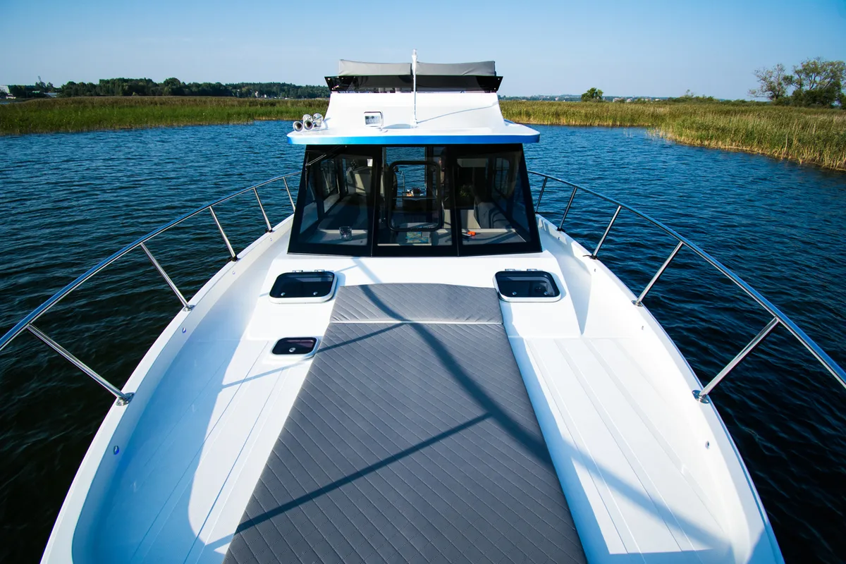 Deck of Cobra Yachts Futura 40 Grand Horizon, a motorboat at Wilkasy, Poland