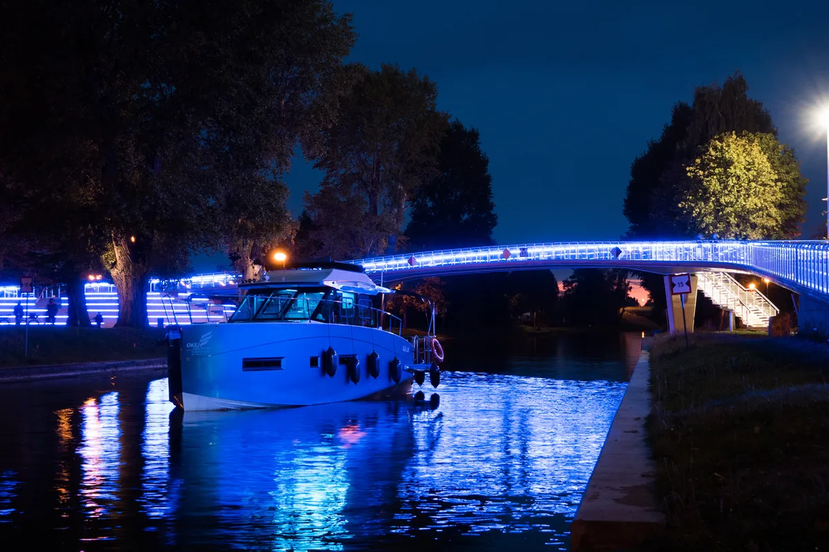 Exterior view of Cobra Yachts Futura 40 Grand Horizon, a motorboat at Wilkasy, Poland