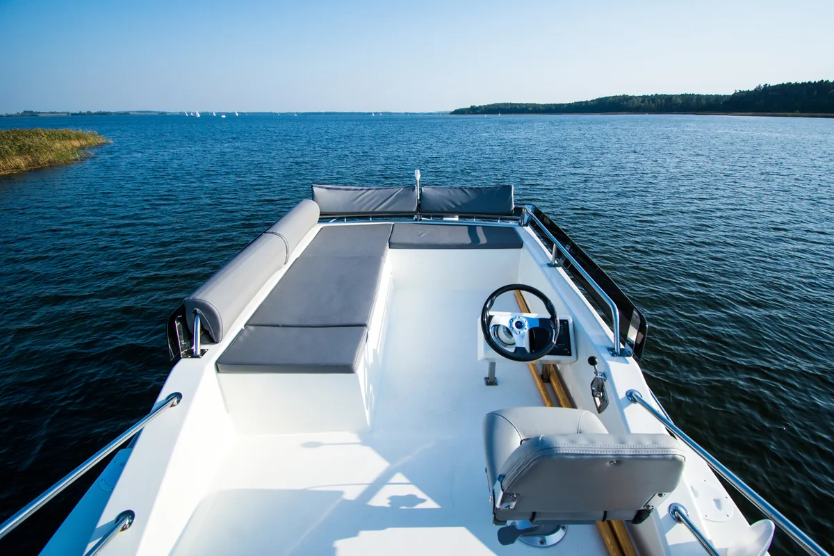 Deck of Cobra Yachts Futura 40 Grand Horizon, a motorboat at Wilkasy, Poland