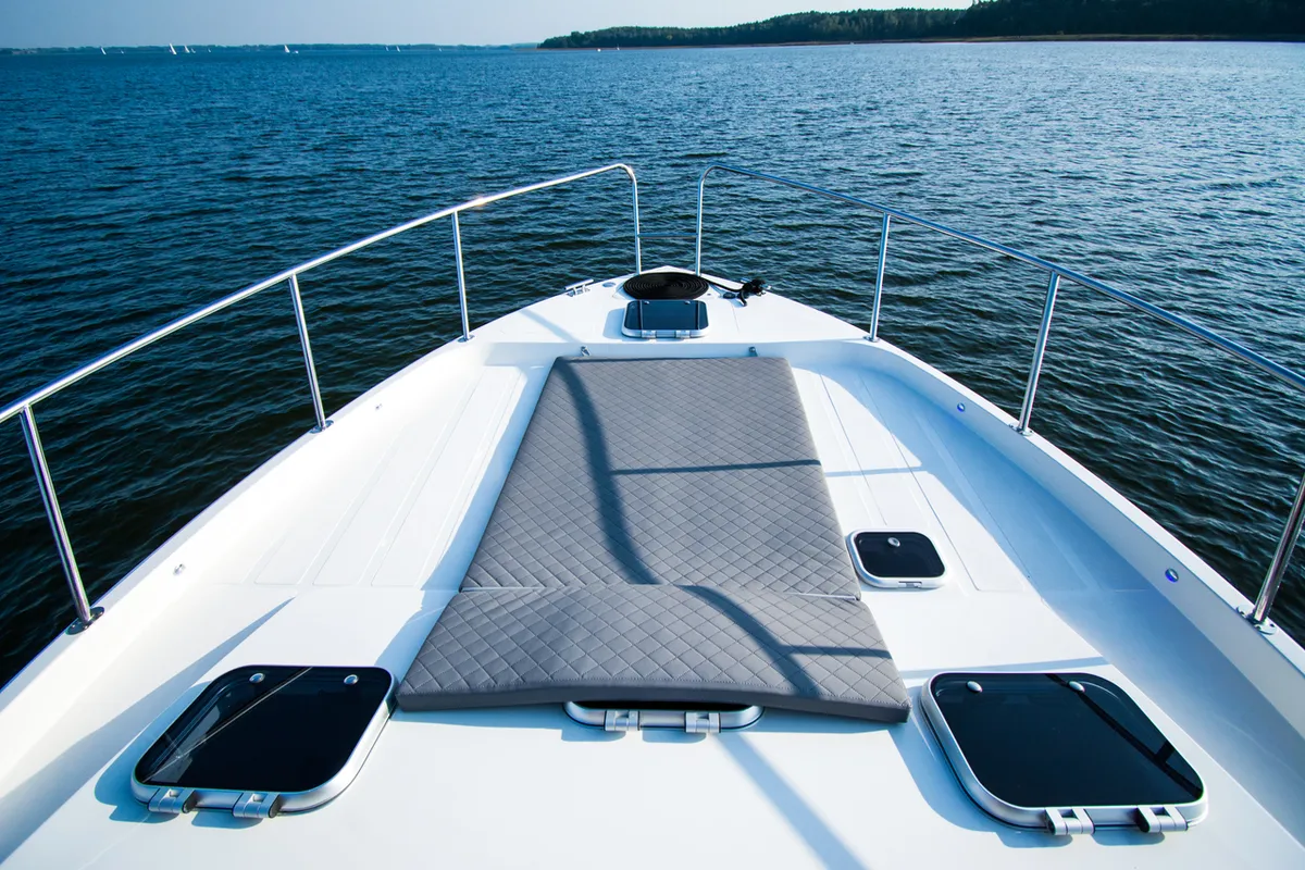 Deck of Cobra Yachts Futura 40 Grand Horizon, a motorboat at Wilkasy, Poland
