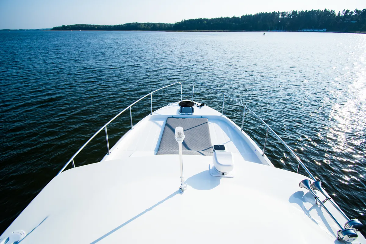 Deck of Cobra Yachts Futura 40 Grand Horizon, a motorboat at Wilkasy, Poland