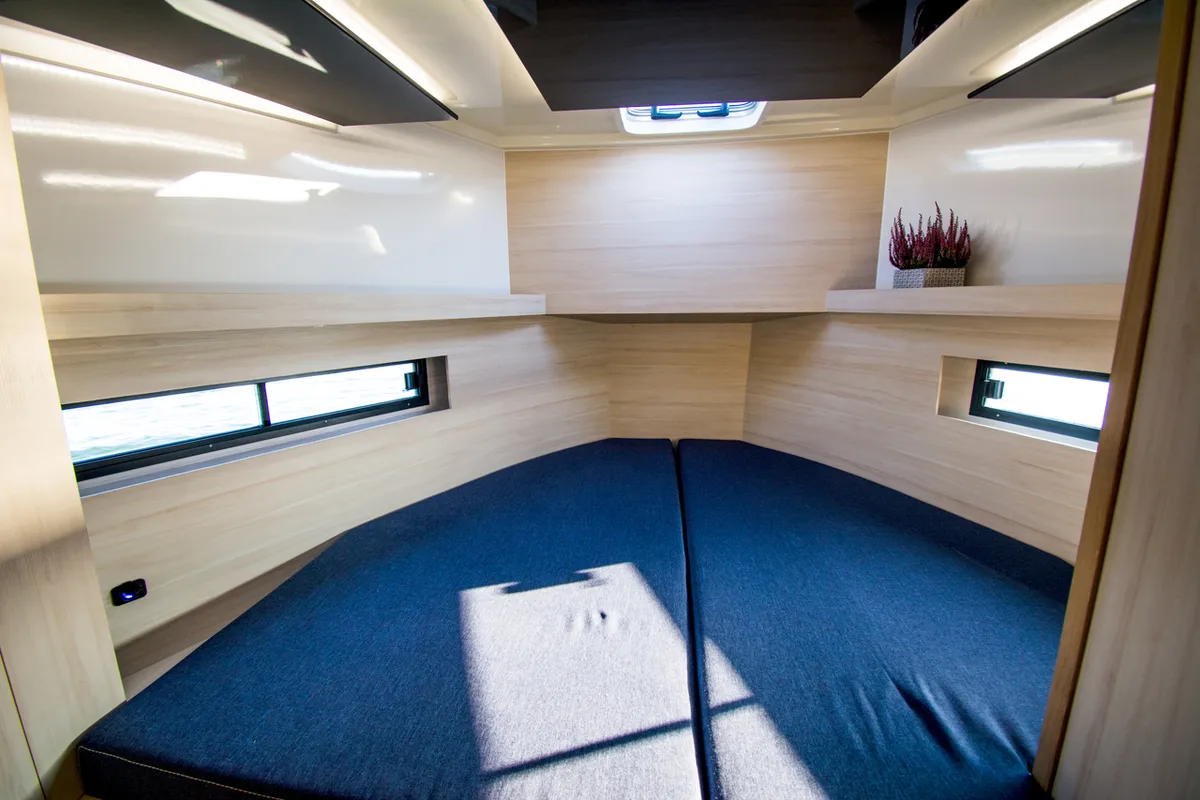 Cabin on Cobra Yachts Futura 40 Grand Horizon, a motorboat at Wilkasy, Poland