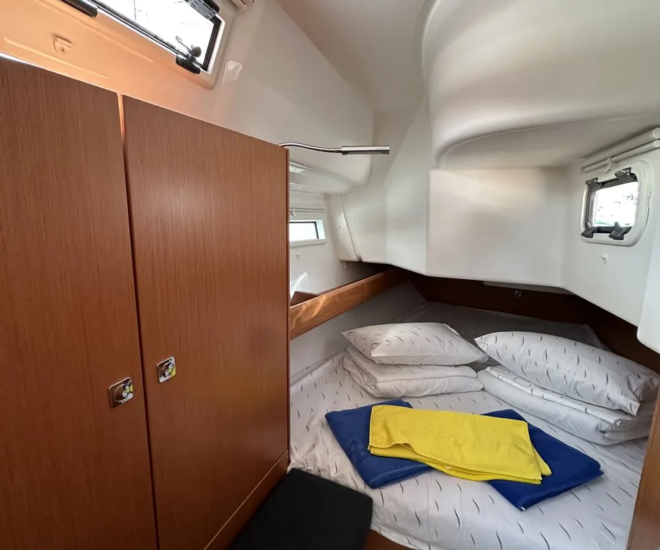 Cabin on Ziggy, a Bavaria Cruiser 34 sailboat at Grad Trogir, Croatia