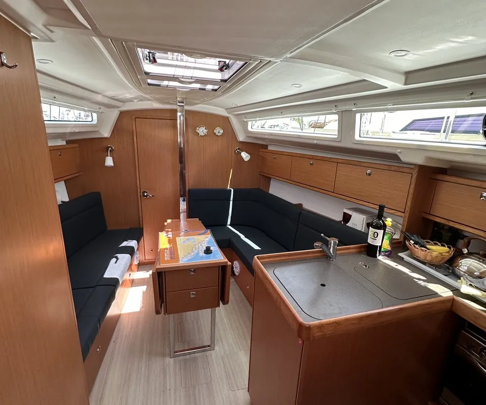 Salon of Ziggy, a Bavaria Cruiser 34 sailboat at Grad Trogir, Croatia