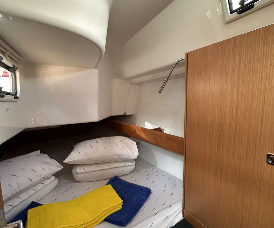 Cabin on Ziggy, a Bavaria Cruiser 34 sailboat at Grad Trogir, Croatia