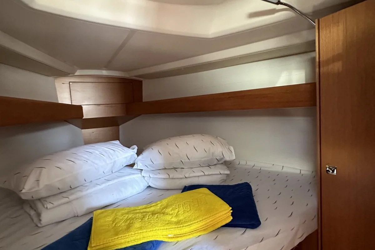 Cabin on Ziggy, a Bavaria Cruiser 34 sailboat at Grad Trogir, Croatia