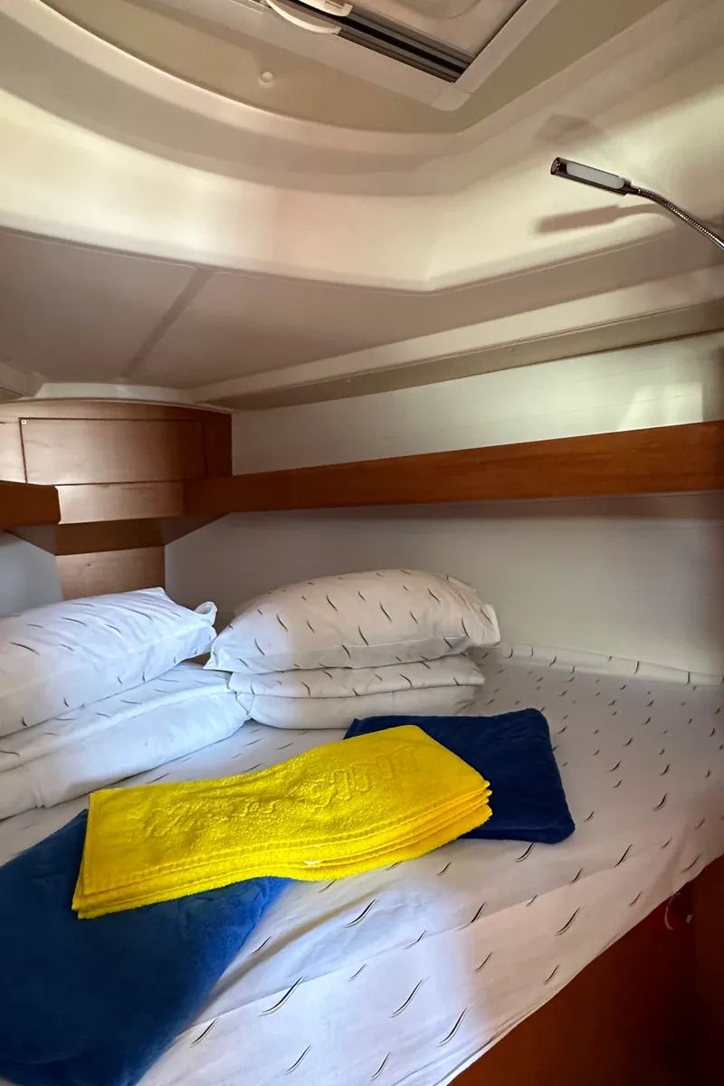 Cabin on Ziggy, a Bavaria Cruiser 34 sailboat at Grad Trogir, Croatia