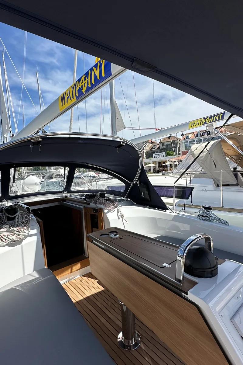 Cockpit of Ziggy, a Bavaria Cruiser 34 sailboat at Grad Trogir, Croatia