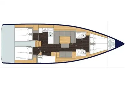 Floor plan of AF-C4521SP, a Bavaria C45 sailboat at Athens, Greece