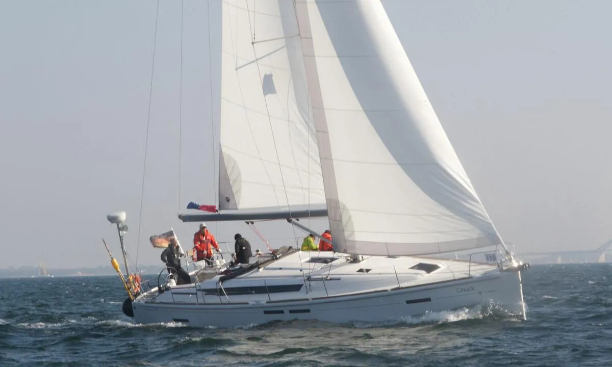 Exterior view of Chuck, a Jeanneau Sun Odyssey 439 sailboat at Flensburg, Germany