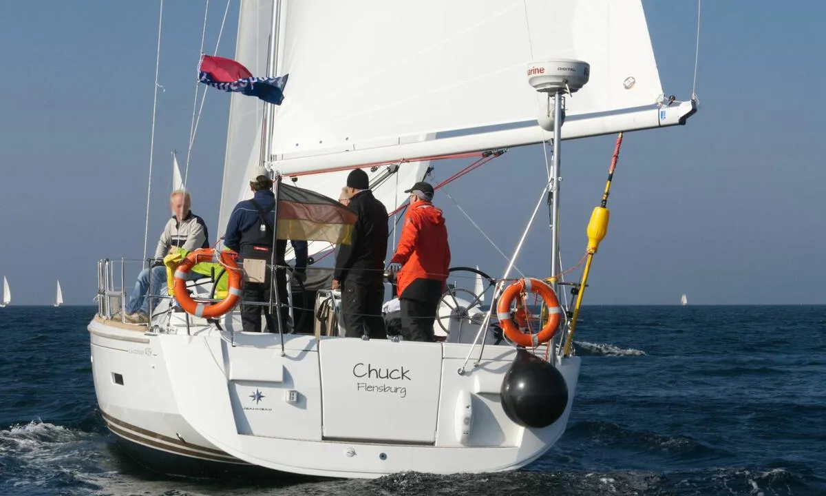 Cockpit of Chuck, a Jeanneau Sun Odyssey 439 sailboat at Flensburg, Germany