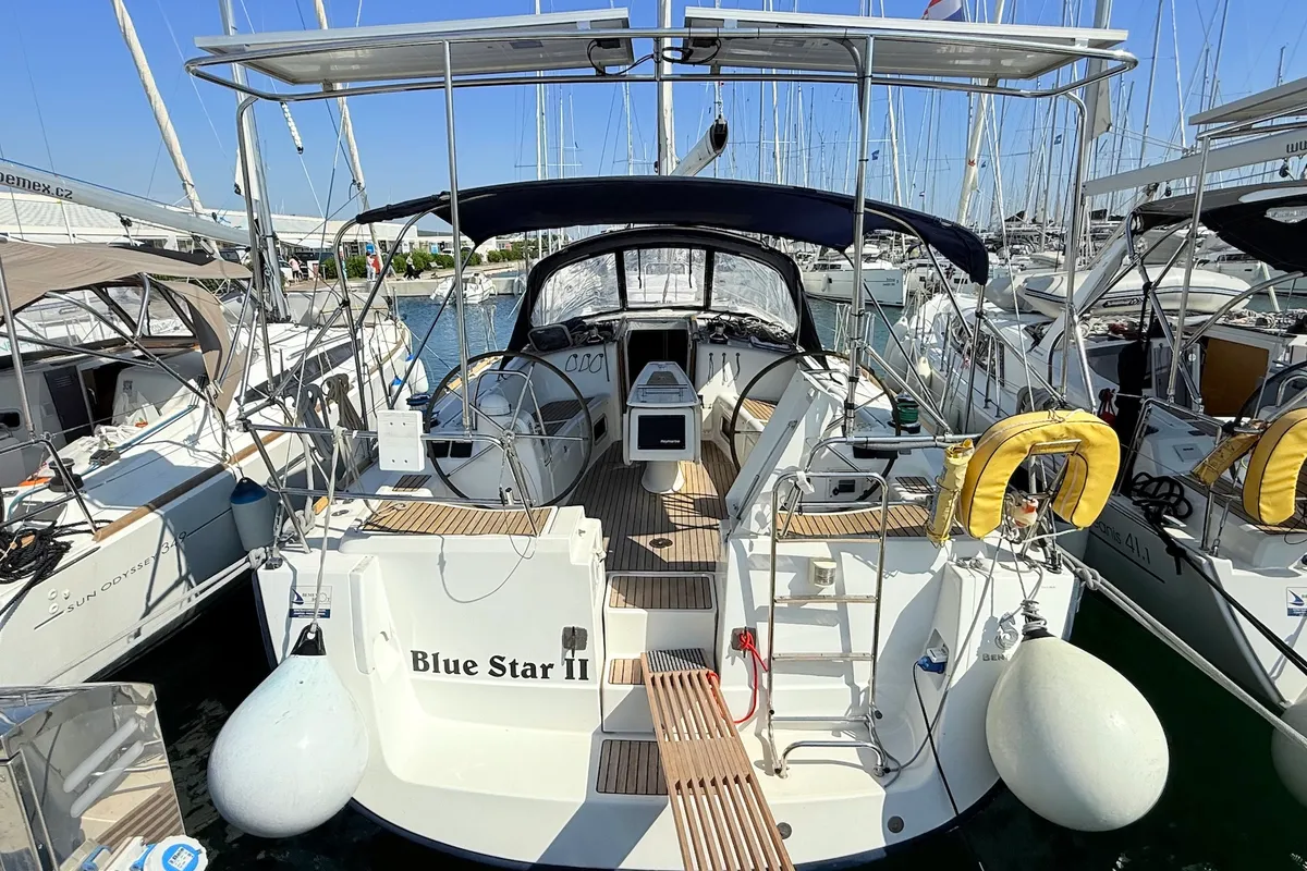 Deck of Blue Star II, a Beneteau Oceanis 43 sailboat at Općina Sukošan, Croatia