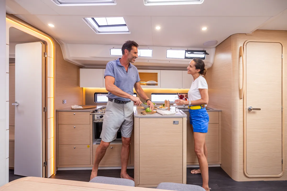 Galley of Asteria, a Dufour 41 sailboat at Nieuwpoort, Belgium