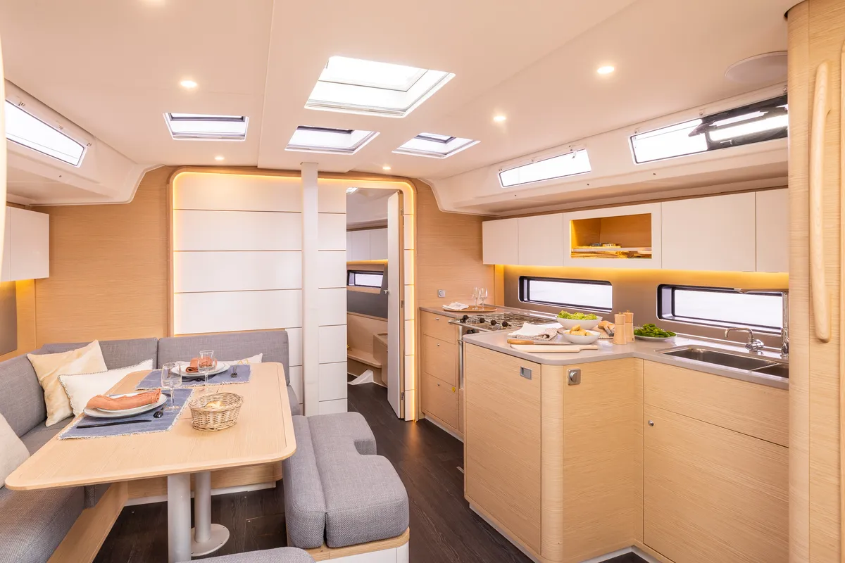 Salon of Asteria, a Dufour 41 sailboat at Nieuwpoort, Belgium