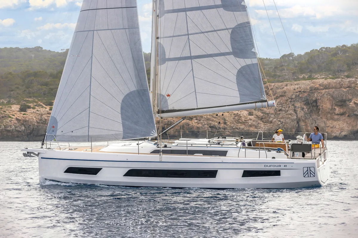 Exterior view of Asteria, a Dufour 41 sailboat at Nieuwpoort, Belgium