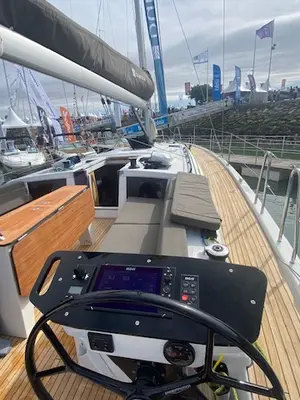 Cockpit of Asteria, a Dufour 41 sailboat at Nieuwpoort, Belgium