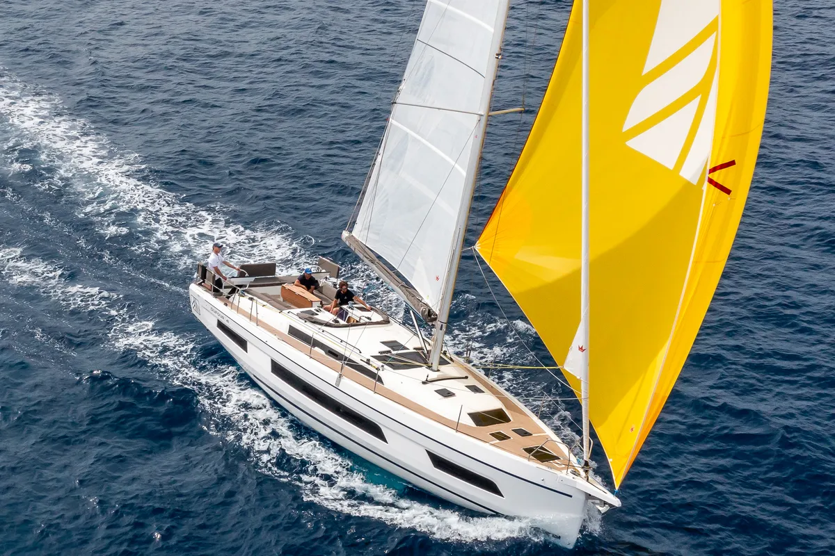 Exterior view of Asteria, a Dufour 41 sailboat at Nieuwpoort, Belgium