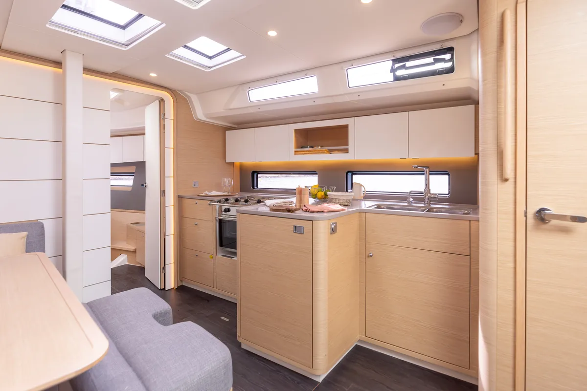 Galley of Asteria, a Dufour 41 sailboat at Nieuwpoort, Belgium