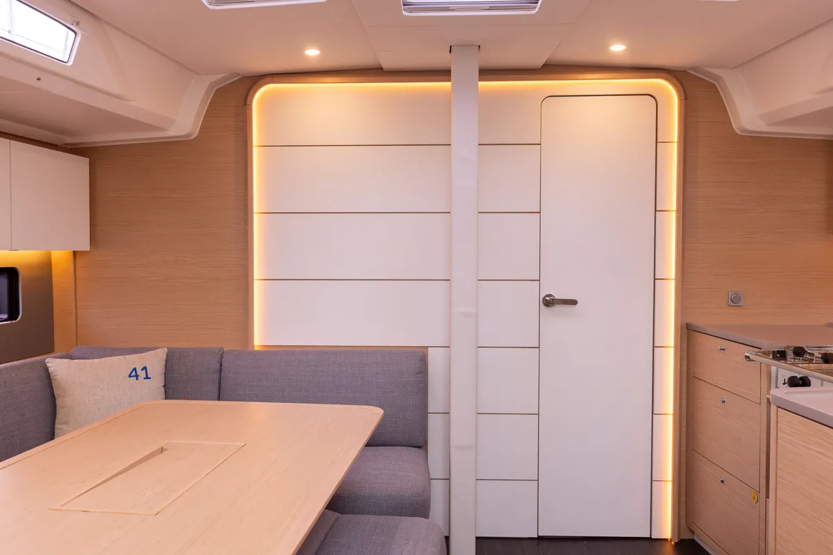 Salon of Asteria, a Dufour 41 sailboat at Nieuwpoort, Belgium