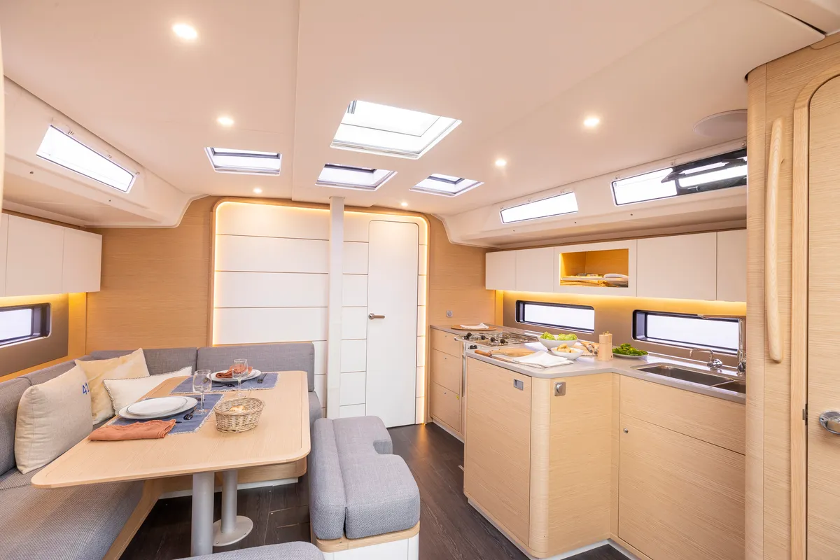 Salon of Asteria, a Dufour 41 sailboat at Nieuwpoort, Belgium