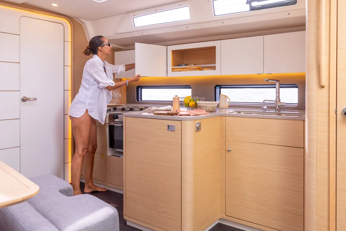 Galley of Asteria, a Dufour 41 sailboat at Nieuwpoort, Belgium