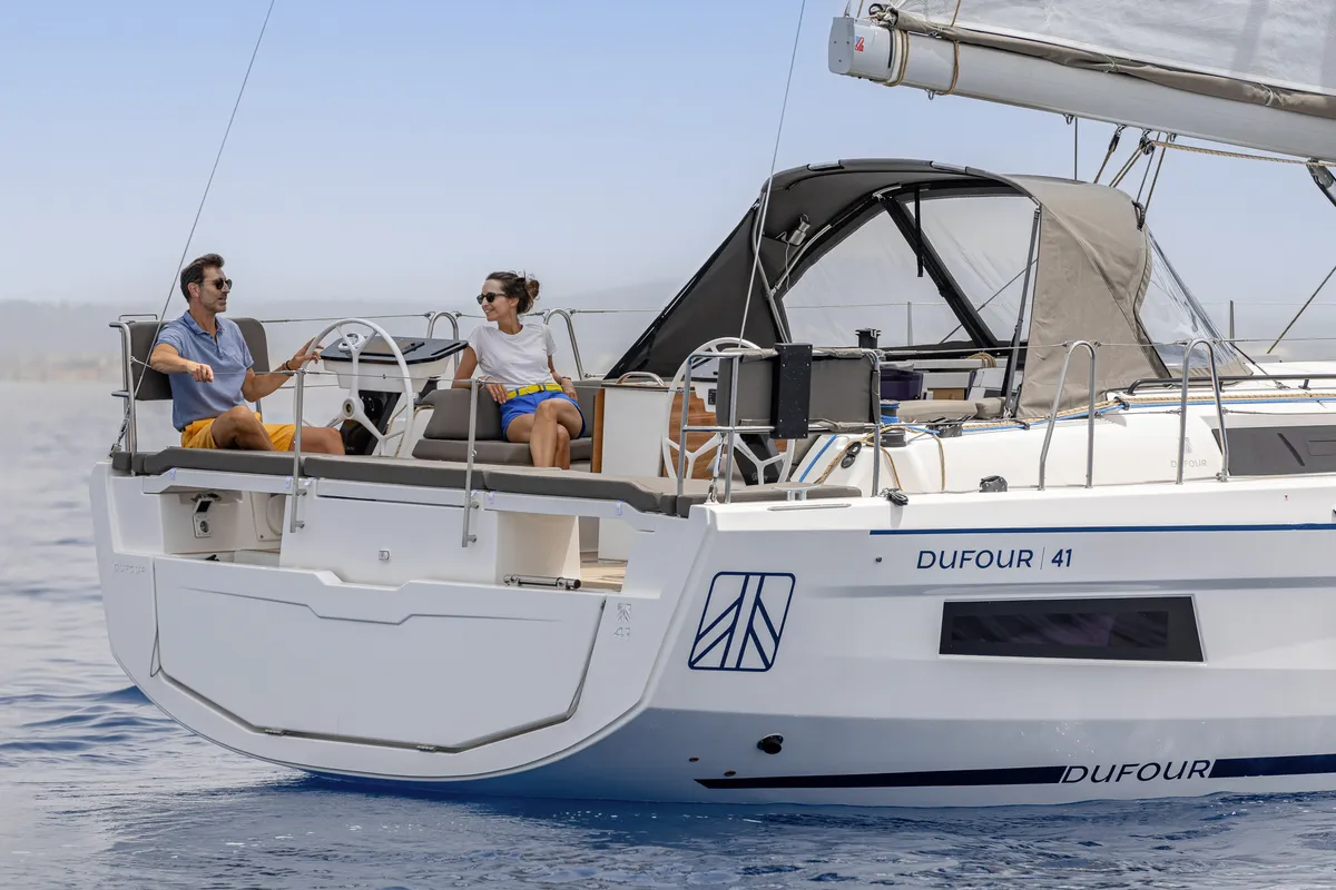 Cockpit of Asteria, a Dufour 41 sailboat at Nieuwpoort, Belgium