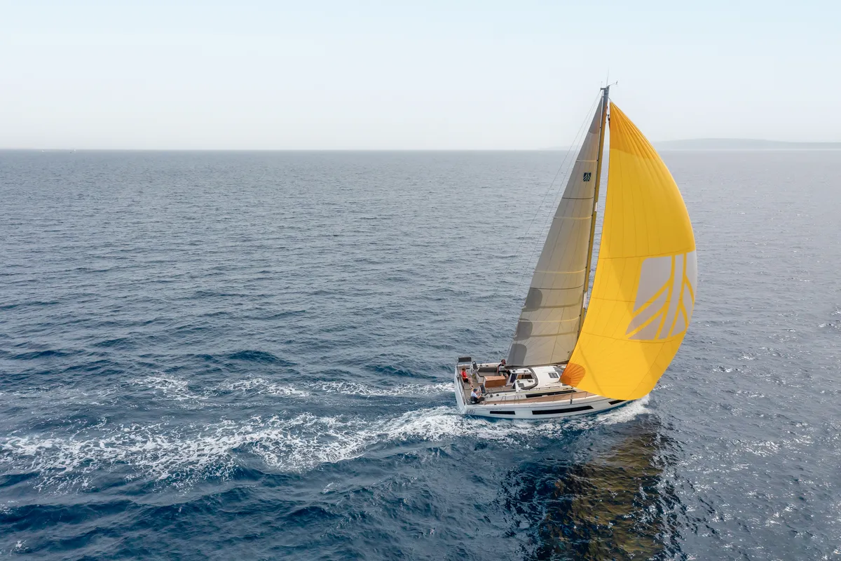 Exterior view of Asteria, a Dufour 41 sailboat at Nieuwpoort, Belgium