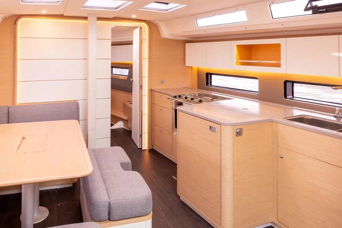 Galley of Asteria, a Dufour 41 sailboat at Nieuwpoort, Belgium