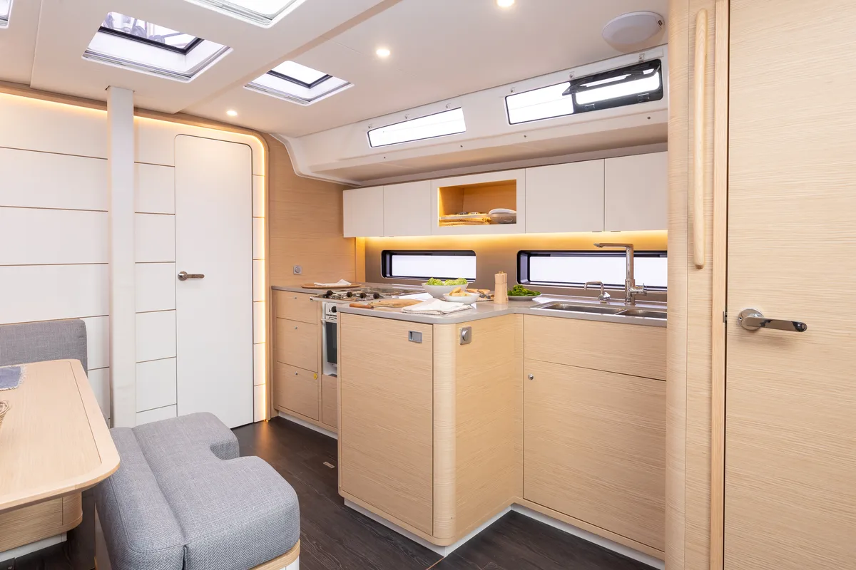 Galley of Asteria, a Dufour 41 sailboat at Nieuwpoort, Belgium