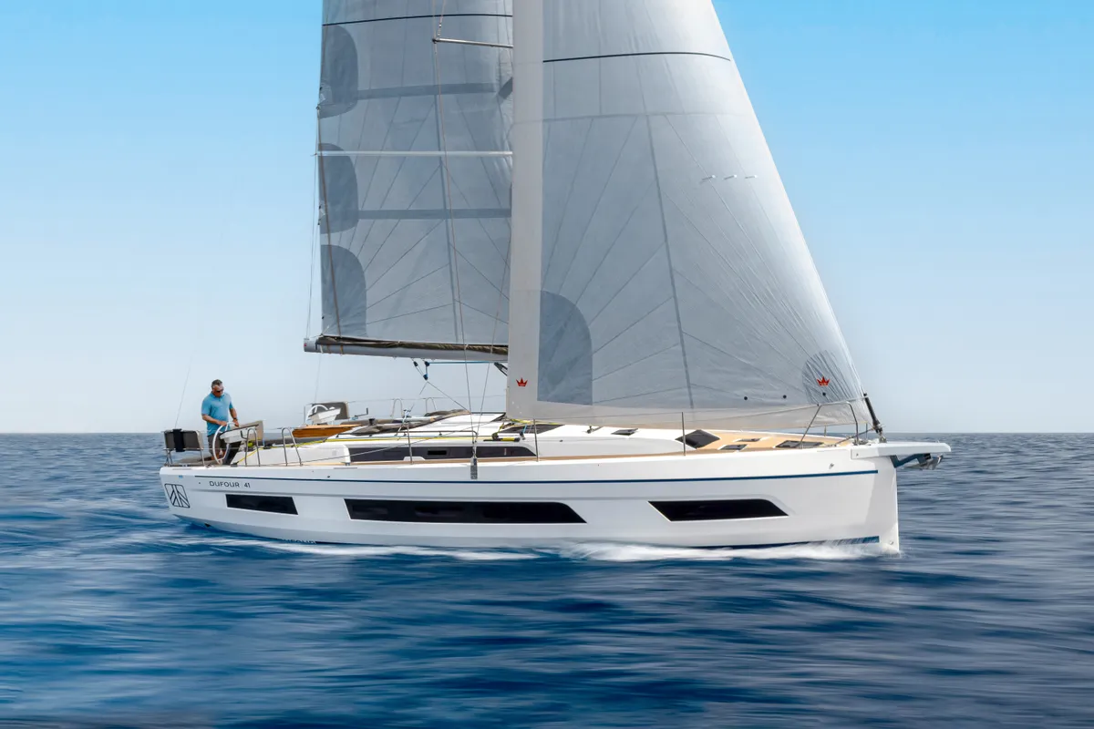 Exterior view of Asteria, a Dufour 41 sailboat at Nieuwpoort, Belgium