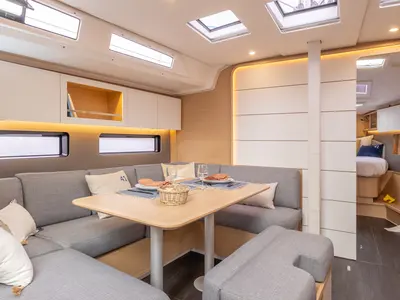 Salon of Asteria, a Dufour 41 sailboat at Nieuwpoort, Belgium