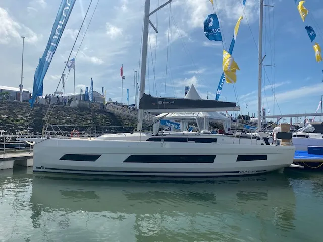 Exterior view of Asteria, a Dufour 41 sailboat at Nieuwpoort, Belgium