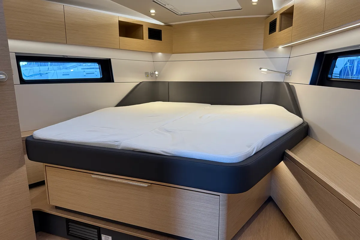 Cabin on Amari, a Hanse 460 sailboat at Rogoznica, Croatia