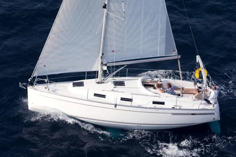 Exterior view of Sax, a Bavaria Cruiser 32 sailboat at Grad Trogir, Croatia