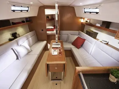 Salon of Sax, a Bavaria Cruiser 32 sailboat at Grad Trogir, Croatia