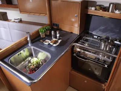 Galley of Sax, a Bavaria Cruiser 32 sailboat at Grad Trogir, Croatia