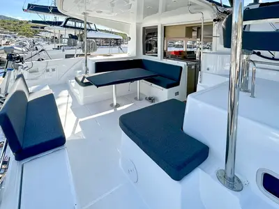 Deck of Beluga, a Lagoon 40 catamaran at Primošten, Croatia