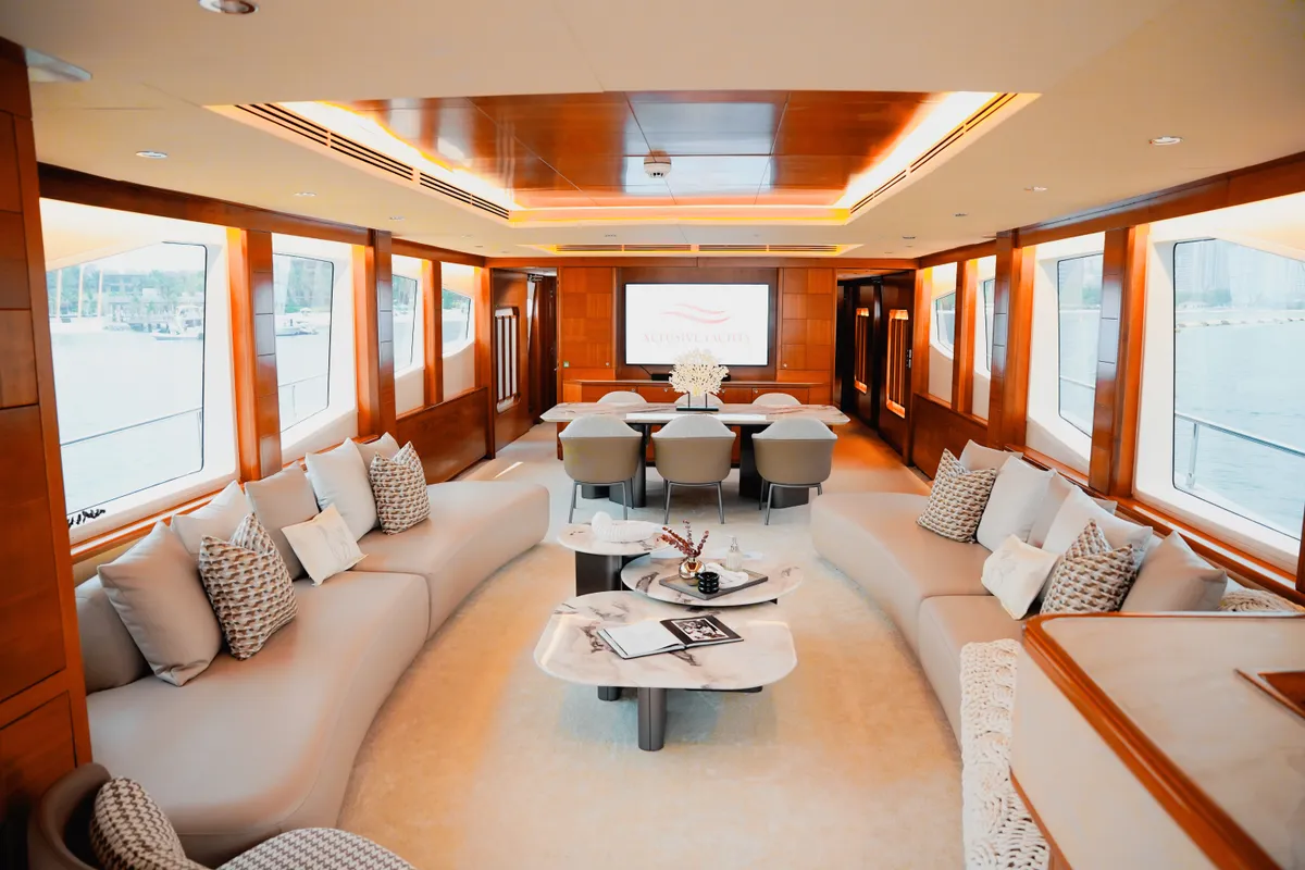 Luxury Motor Yacht, a motor yacht at Dubai Harbour, United Arab Emirates