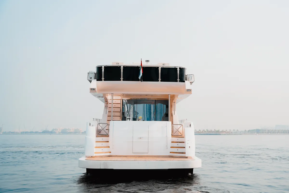 Luxury Motor Yacht, a motor yacht at Dubai Harbour, United Arab Emirates