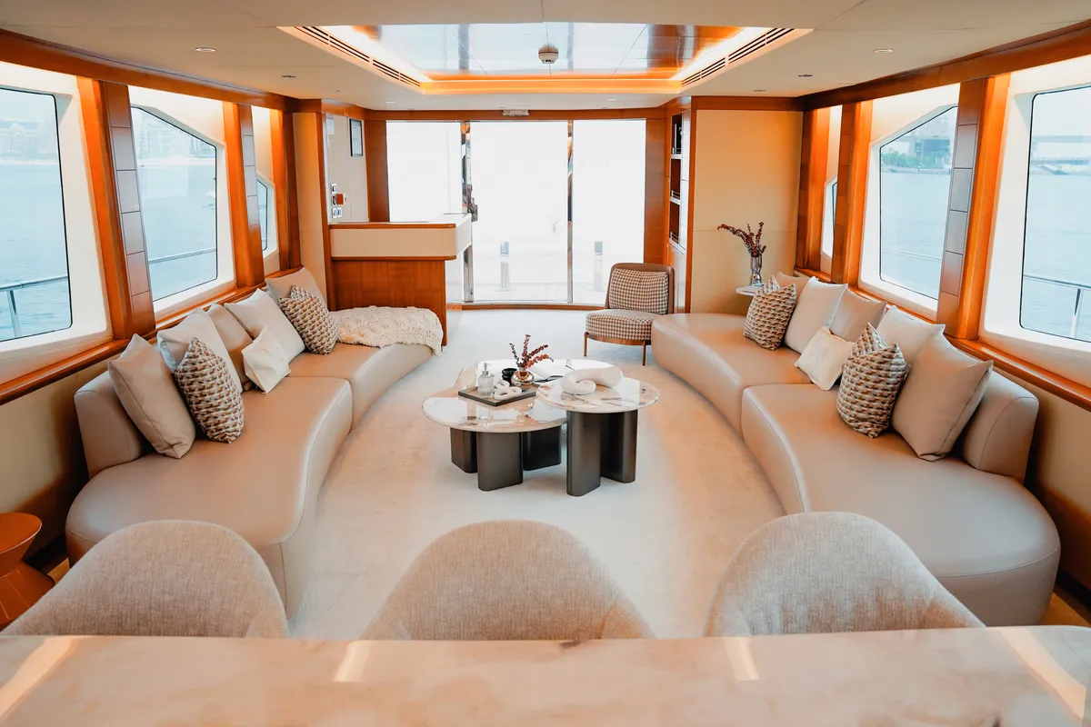 Luxury Motor Yacht, a motor yacht at Dubai Harbour, United Arab Emirates