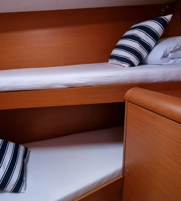 Cabin on Blue Moon, a Jeanneau Sun Odyssey 449 sailboat at Grad Pula, Croatia