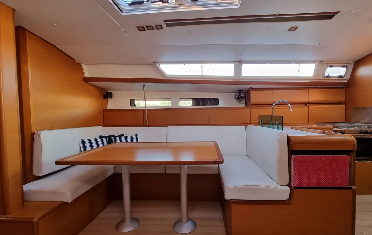 Salon of Blue Moon, a Jeanneau Sun Odyssey 449 sailboat at Grad Pula, Croatia