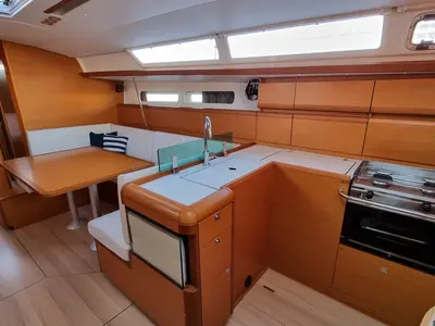 Galley of Blue Moon, a Jeanneau Sun Odyssey 449 sailboat at Grad Pula, Croatia
