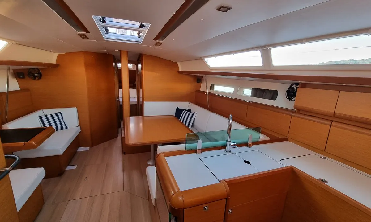 Salon of Blue Moon, a Jeanneau Sun Odyssey 449 sailboat at Grad Pula, Croatia